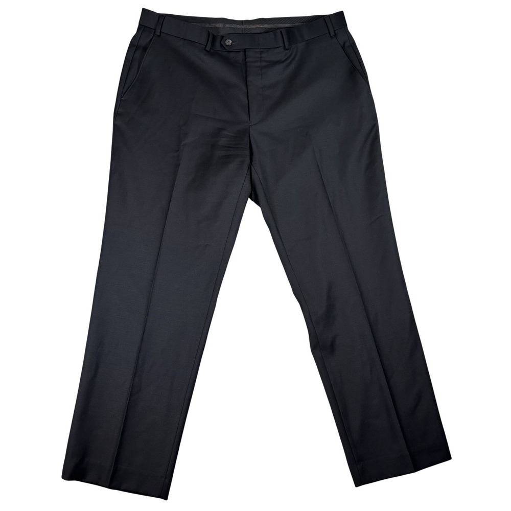Lauren Ralph Lauren Dress Pants Mens 38x30 Black 100% Wool Flat Front Trousers
